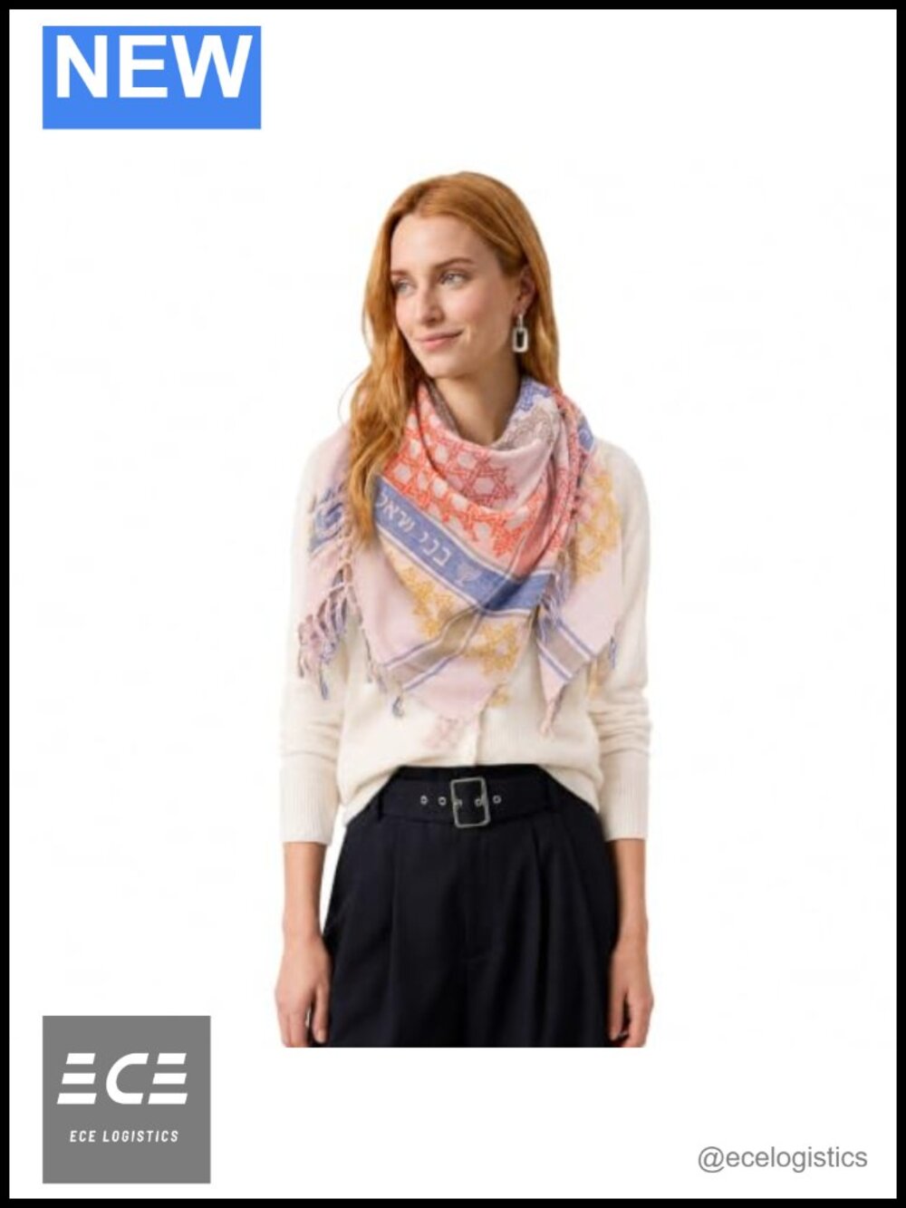 Jewish Sudra Scarf with Fringes Premium Cotton 45x45